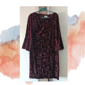 Calvin Klein Velvet Bell Sleeve Size 14 Dress